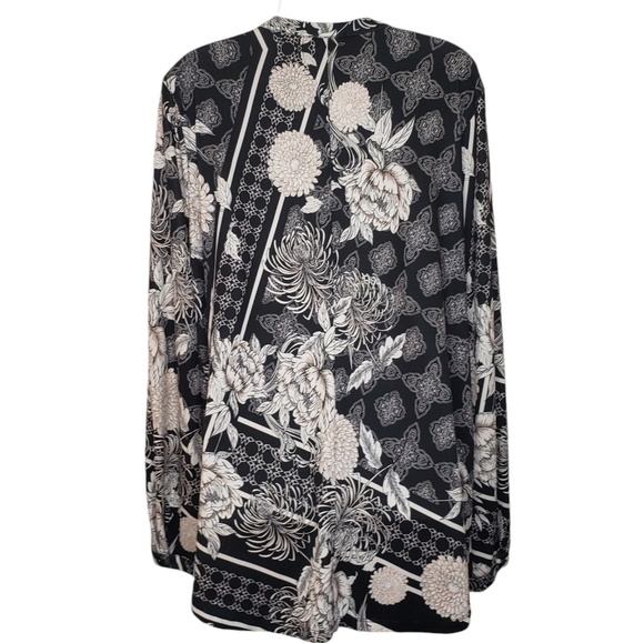 Point Zero Floral 1/4 Zip Long Sleeve Top Pullover Neutral Women's Size XL - Picture 3 of 14